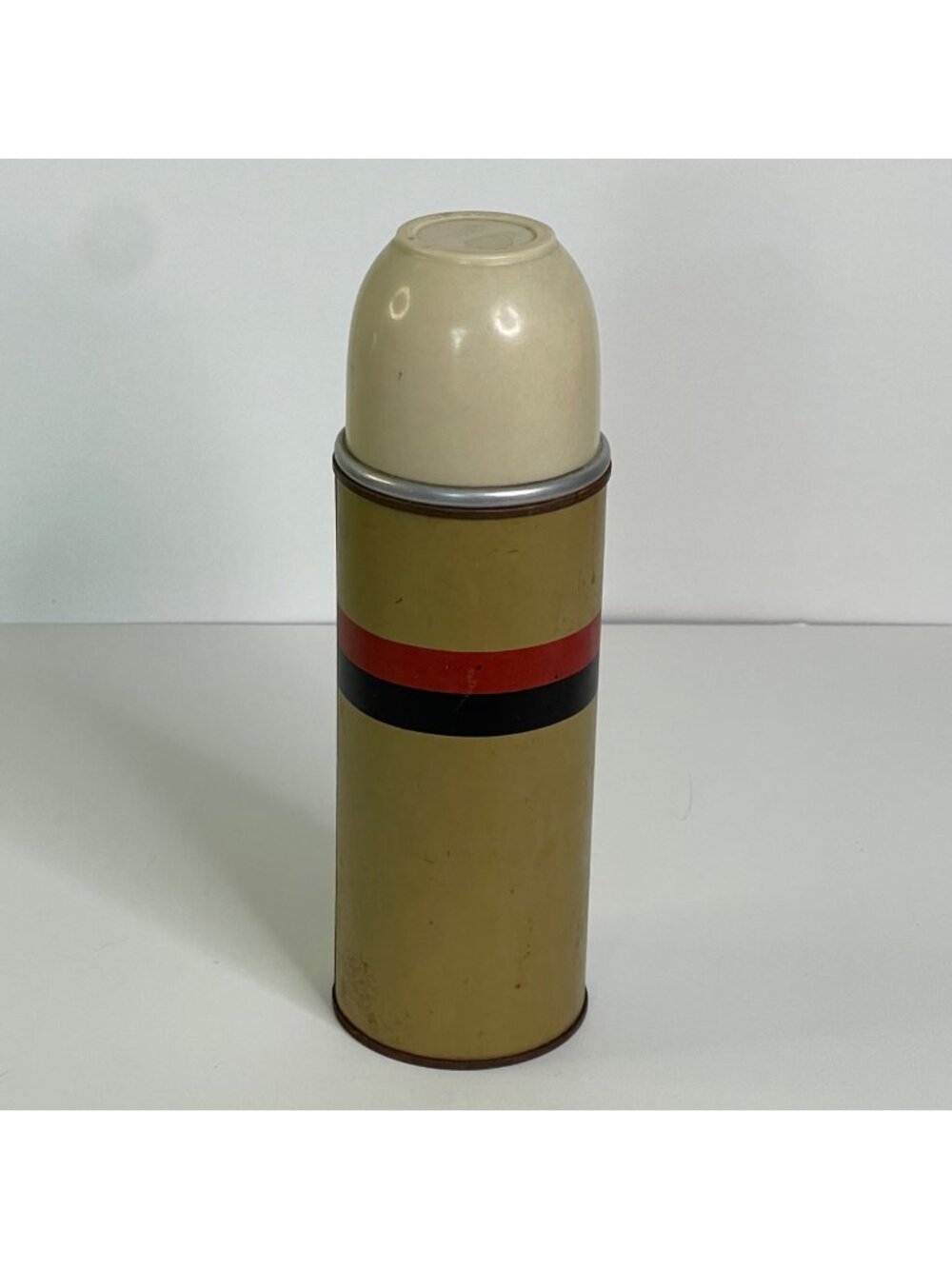 Vintage Thermos Lunch Box Flask Cork Stopper Plastic Cup 1950's 10"